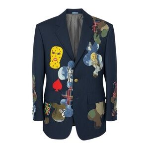 Unisex Navy Patterned Blazer